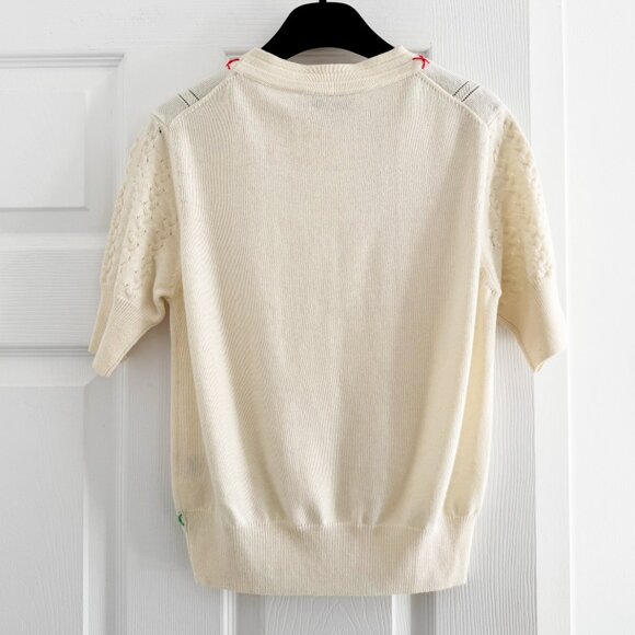 Carven “Cross Stitch” Merino Wool Knit in Ivory, Size S (fits like XS/S) - Picture 6 of 10